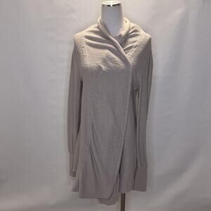 Free People Cardigan Sweater Womens Large Gray Shawl Collar Open Front Knit